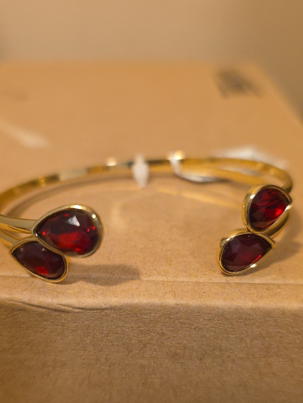 Style & Co. Gold-Tone Bracelet with Deep Red Teardrop Gems